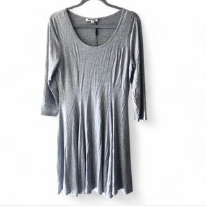 NWT PERSUN COTTON 3/4 SLEEVE SCOOP NECK A LINE LIGHTWEIGHT GRAY DRESS SIZE XL